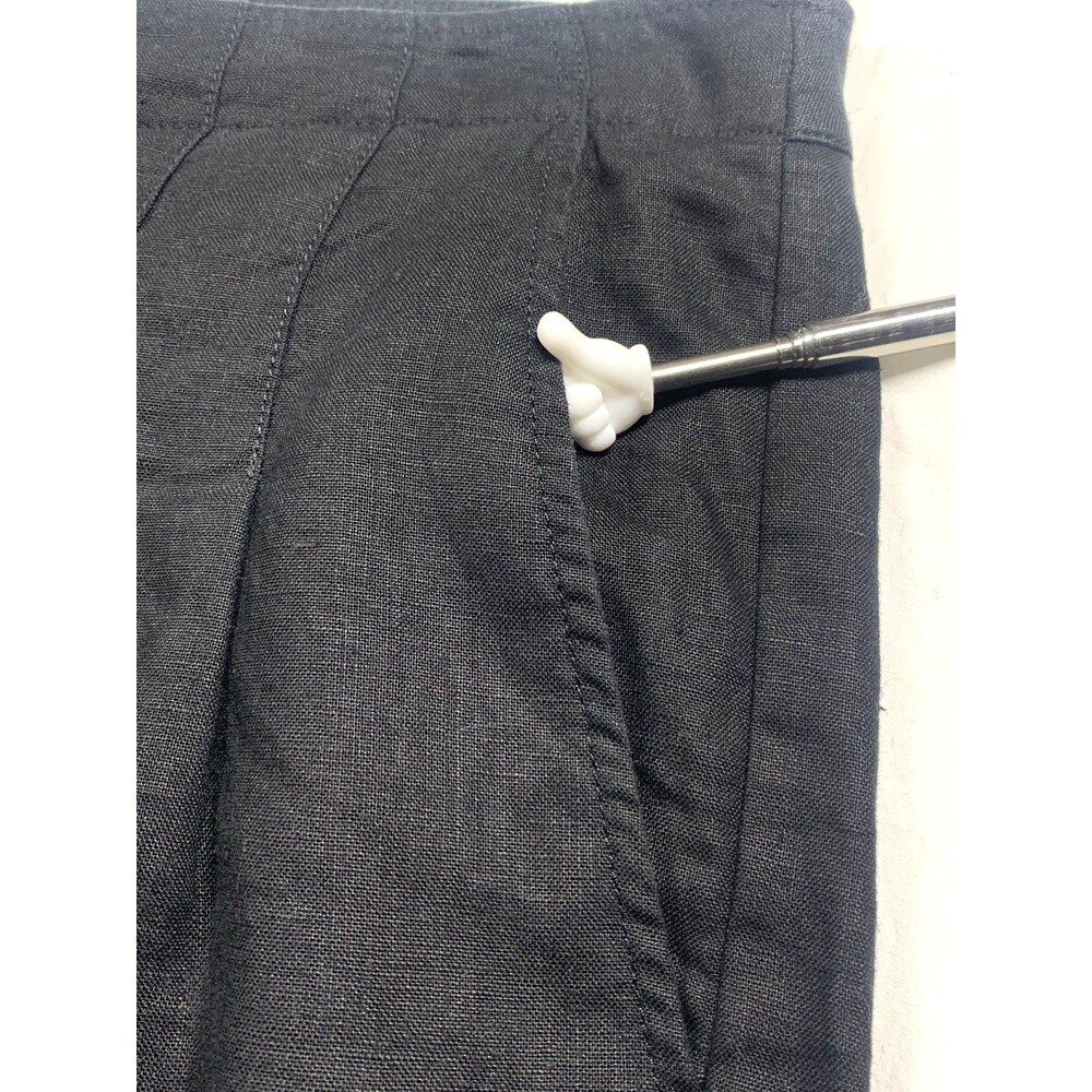 Banana Republic 100% Linen Wide Leg Pants 12L Black Tall High Rise Pleated Work - Picture 8 of 10